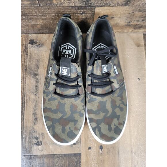 Supra Flow Low Top Men's‎ 9.5 Camo Green anvas Shoes Sneaker Skater Casual - Picture 1 of 8